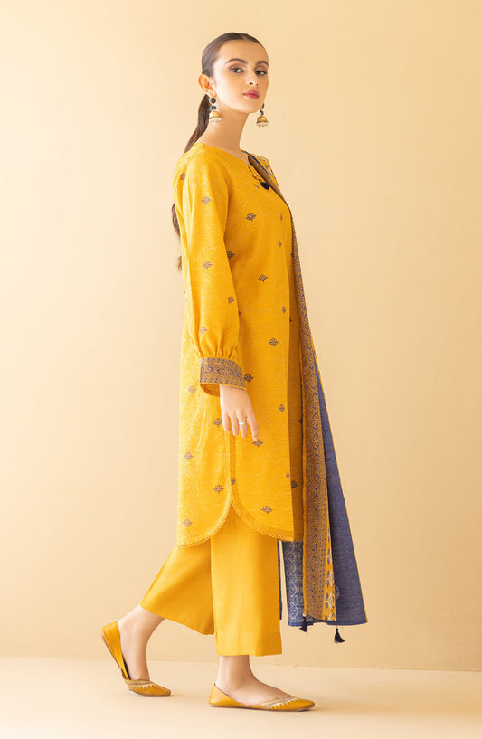 Orient - Unstitched 3 Piece Printed Khaddar Shirt , Khaddar Pant and Khaddar Dupatta