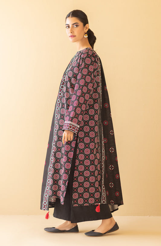 Orient - Unstitched 3 Piece Printed Khaddar Shirt , Khaddar Pant and Khaddar Dupatta