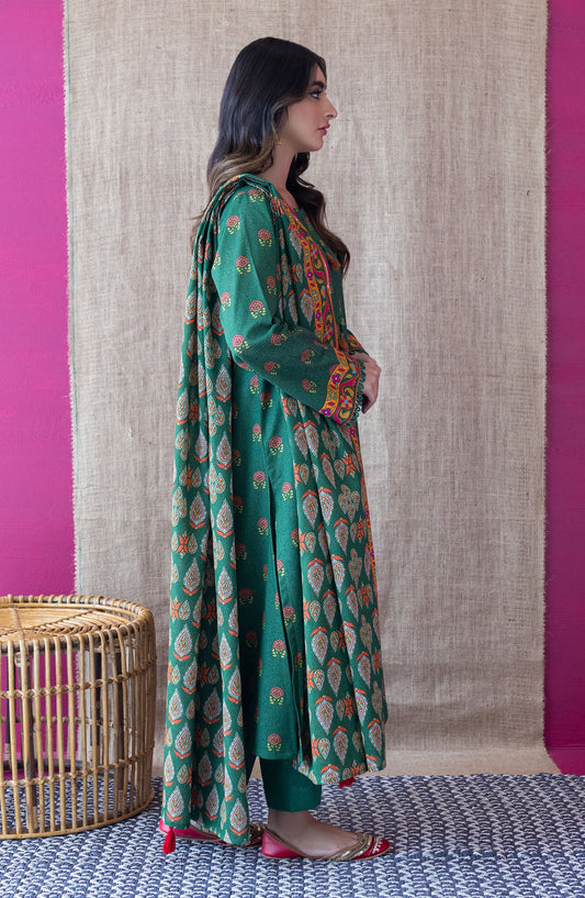 Orient - Unstitched 3 Piece Printed Karandi Shirt , Karandi Pant and Karandi Dupatta