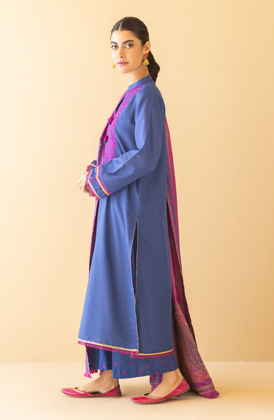 Orient - Unstitched 3 Piece Embroidered Karandi Shirt , Karandi Pant and Jacquard Shawl