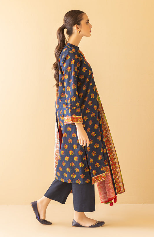 Orient - Unstitched 3 Piece Printed Khaddar Shirt , Khaddar Pant and Khaddar Dupatta
