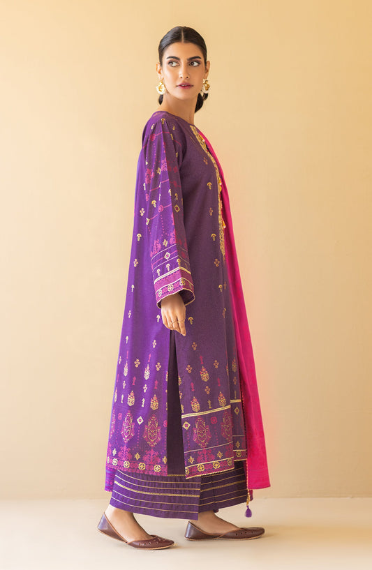 Orient - Unstitched 3 Piece Embroidered Karandi Shirt , Karandi Pant and Karandi Dupatta