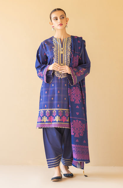 Orient - Unstitched 3 Piece Embroidered Karandi Shirt , Karandi Pant and Karandi Dupatta