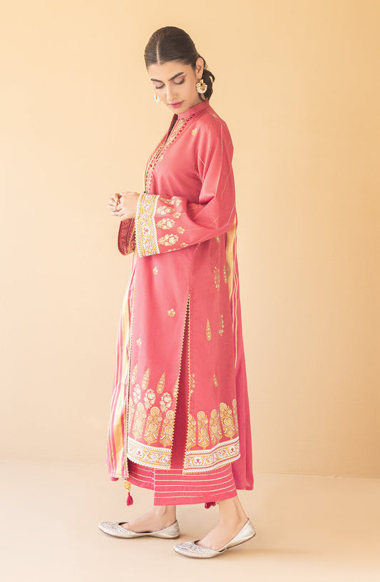 Orient - Unstitched 3 Piece Embroidered Karandi Shirt , Karandi Pant and Karandi Dupatta