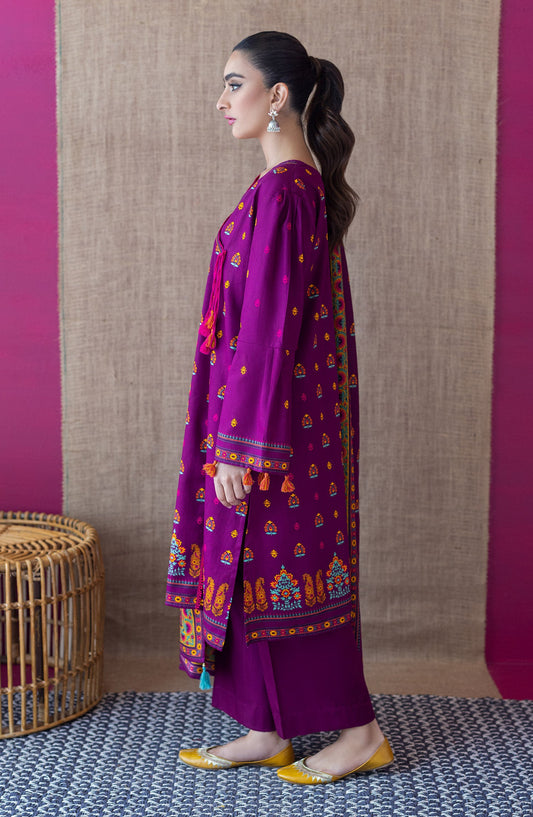 Orient - Unstitched 3 Piece Printed Cottel Shirt , Cottel Pant and Cottel Dupatta