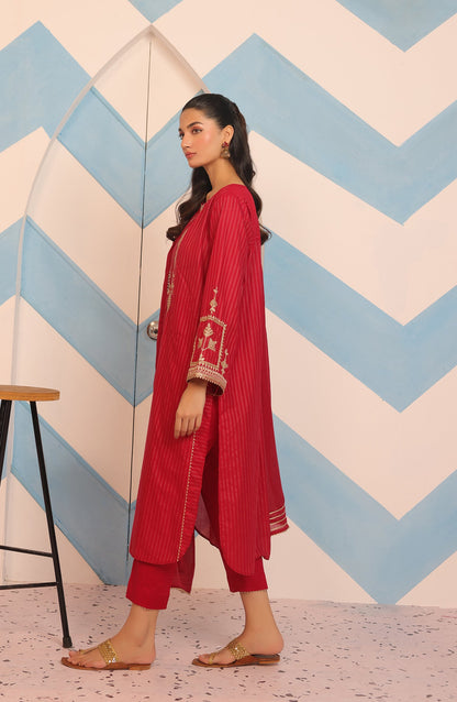 Orient - Stitched 3 Piece Embroidered Jacquard Shirt , Cambric Pant and Dobby Net Dupatta
