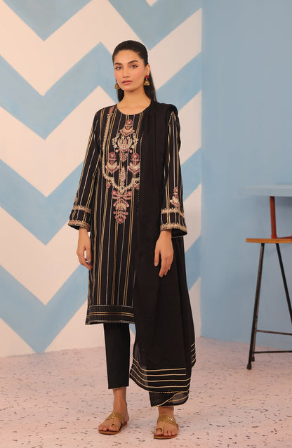 Orient - Stitched 3 Piece Embroidered Jacquard Shirt , Cambric Pant and Dobby Net Dupatta