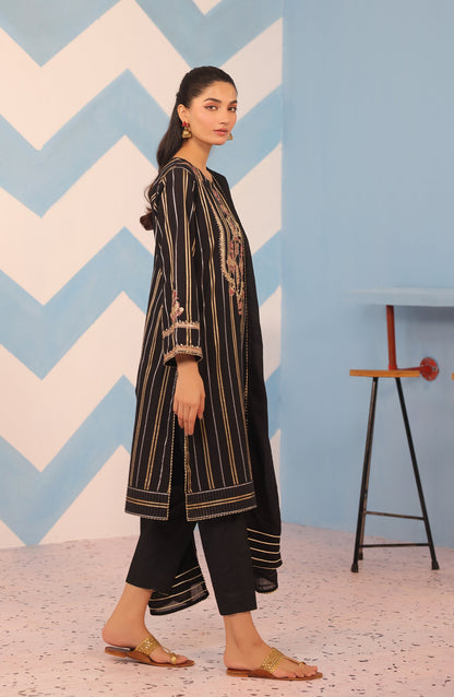 Orient - Stitched 3 Piece Embroidered Jacquard Shirt , Cambric Pant and Dobby Net Dupatta