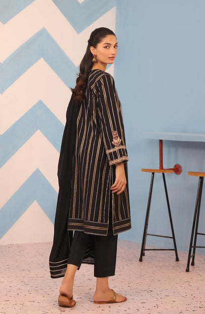 Orient - Stitched 3 Piece Embroidered Jacquard Shirt , Cambric Pant and Dobby Net Dupatta