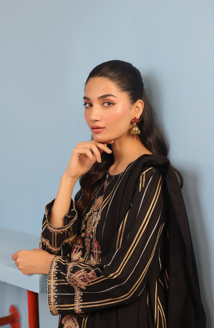Orient - Stitched 3 Piece Embroidered Jacquard Shirt , Cambric Pant and Dobby Net Dupatta