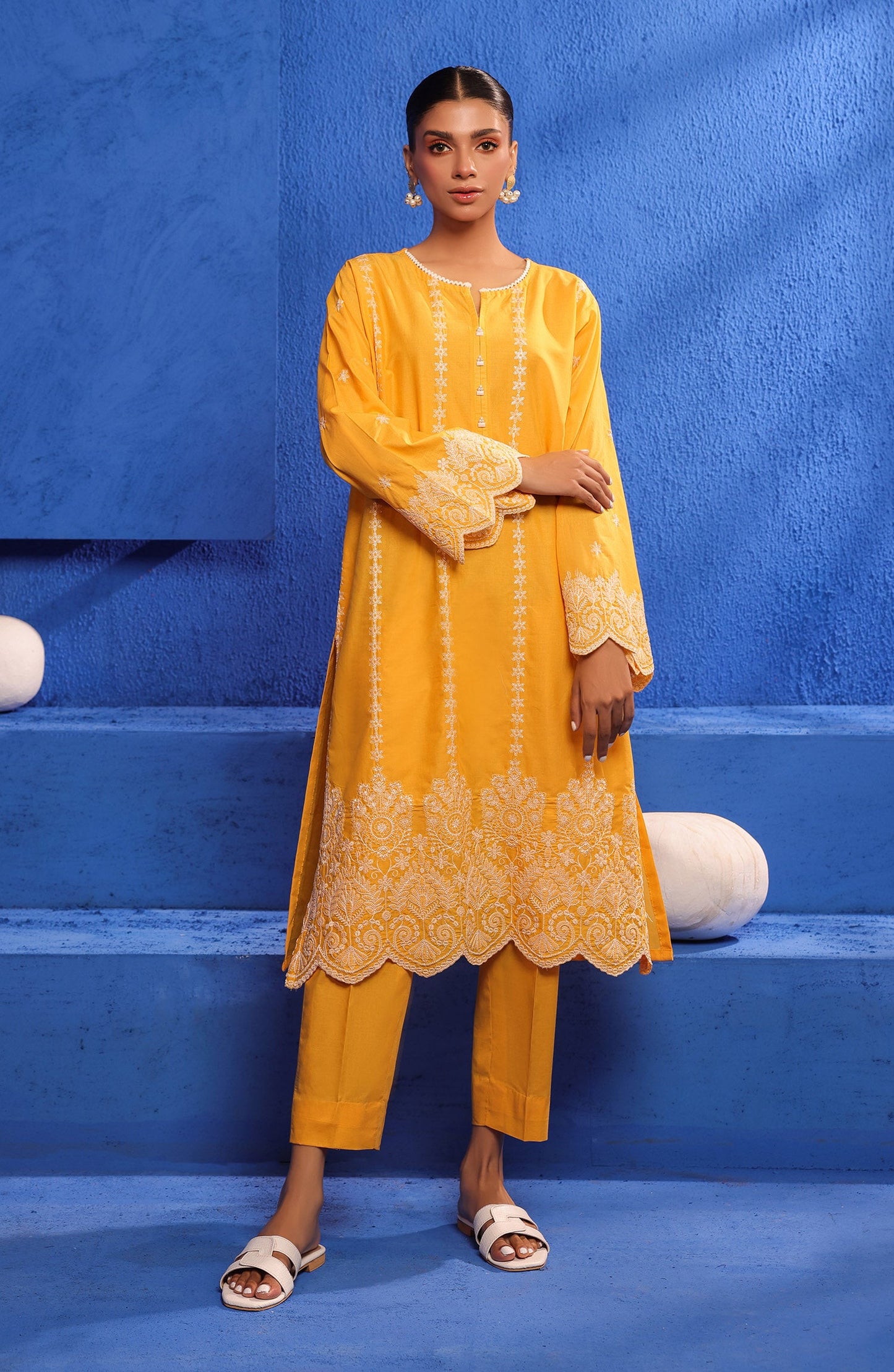 Orient - Stitched 2 Piece Embroidered Cambric Shirt and Cambric Pant