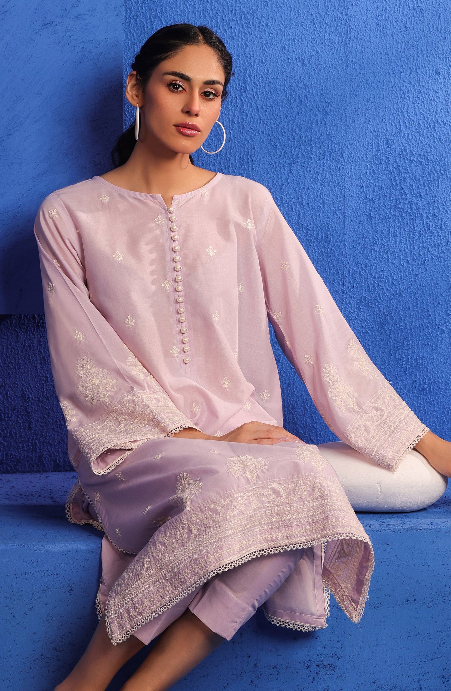 Orient - Stitched 2 Piece Embroidered Cambric Shirt and Cambric Pant