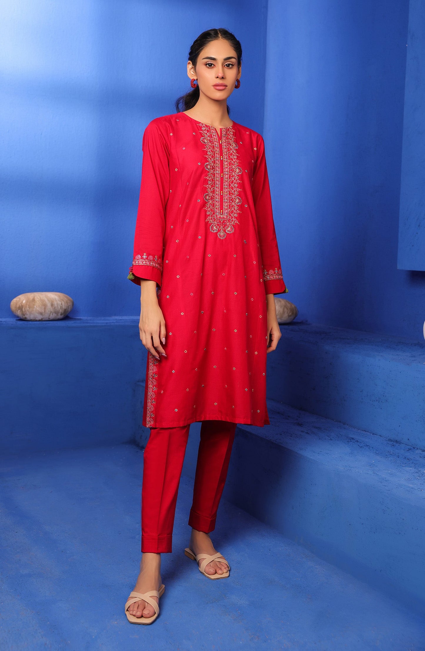 Orient - Stitched 2 Piece Embroidered Cambric Shirt and Cambric Pant