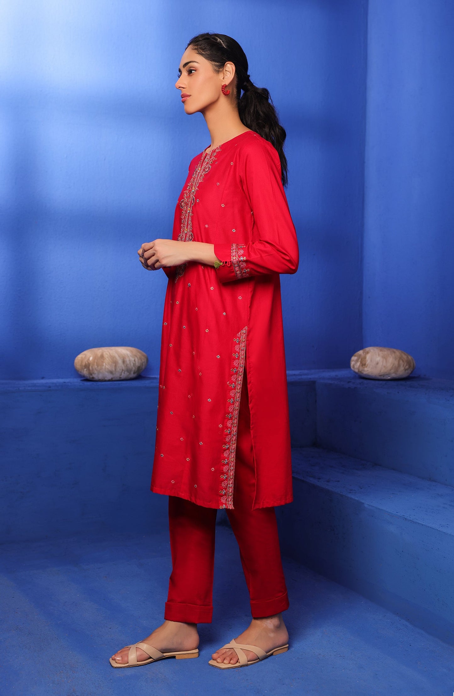 Orient - Stitched 2 Piece Embroidered Cambric Shirt and Cambric Pant