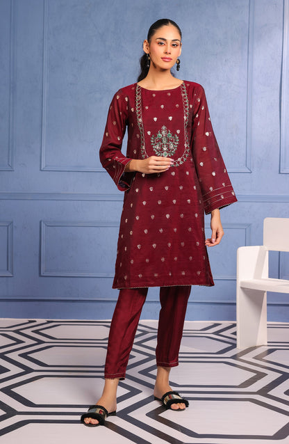 Orient - Stitched 2 Piece Embroidered Jacquard Shirt and Raw Silk Pant