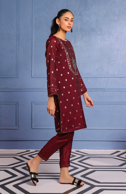 Orient - Stitched 2 Piece Embroidered Jacquard Shirt and Raw Silk Pant
