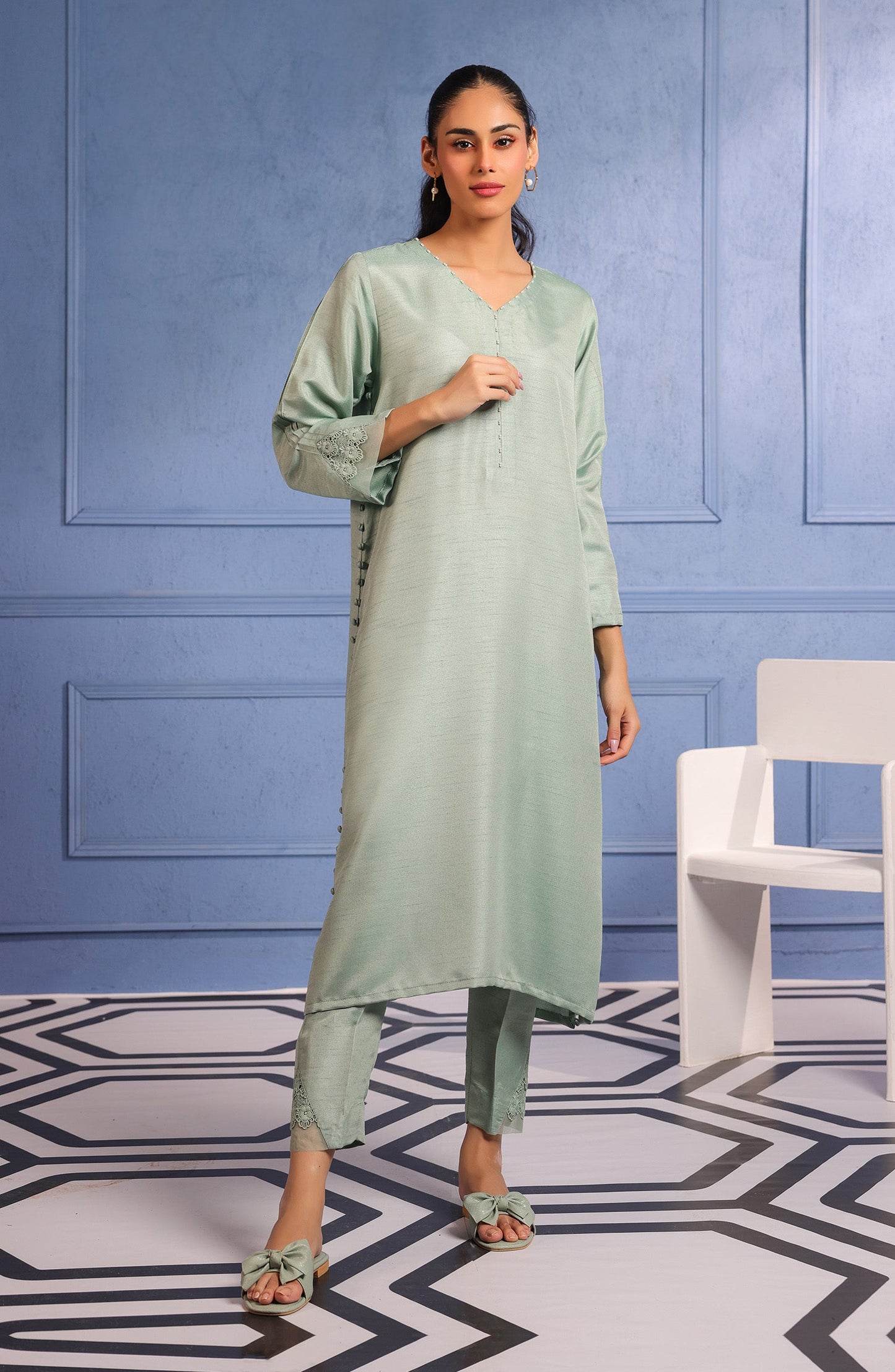 Orient - Stitched 2 Piece Plain Raw Silk Shirt and Raw Silk Pant