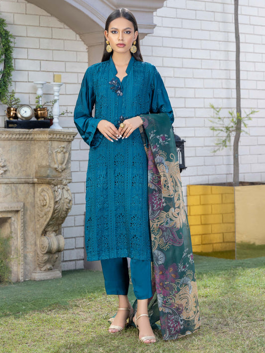 3 Piece Silk Suit-Embroidered (Pret)