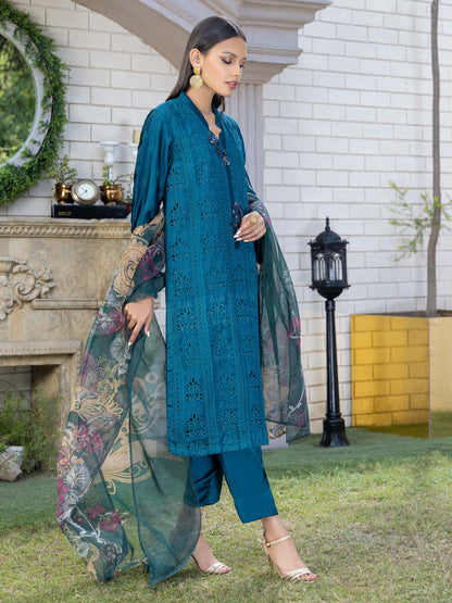 3 Piece Silk Suit-Embroidered (Pret)