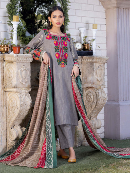 3 Piece Yarn Dyed Suit-Embroidered (Pret)