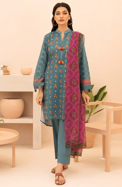 Orient - Unstitched 3 Piece Printed Lawn Shirt , Cambric Pant and Chiffon Dupatta