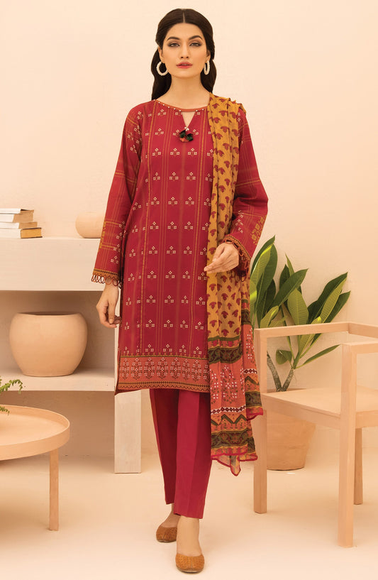 Orient - Unstitched 3 Piece Printed Lawn Shirt , Cambric Pant and Chiffon Dupatta