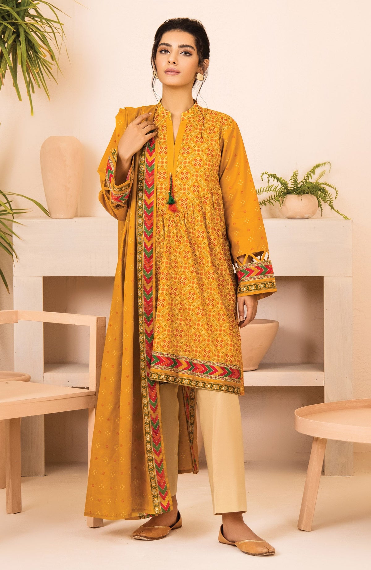 Orient - Unstitched 2 Piece Print Cambric Shirt and Lawn Dupatta