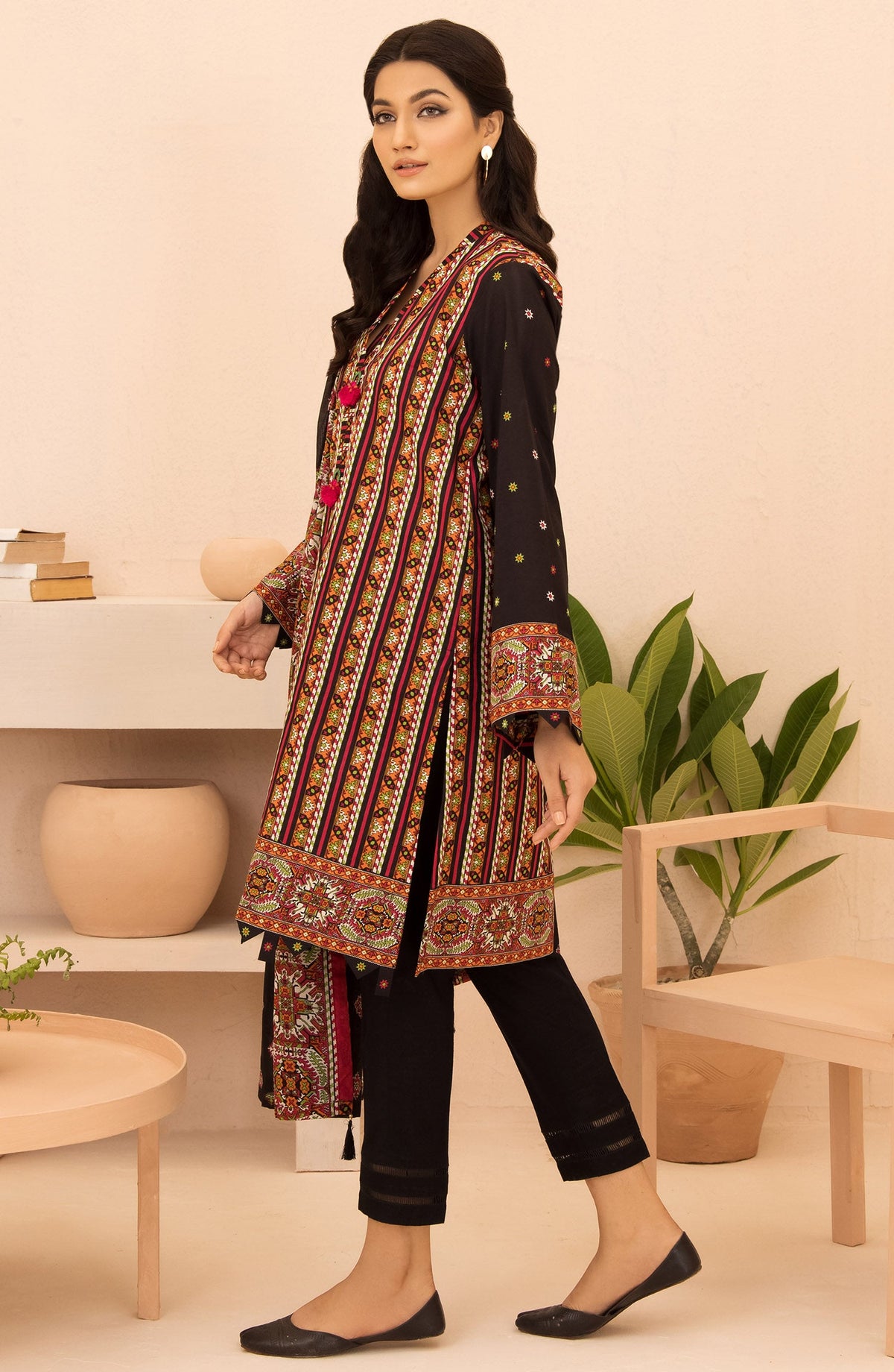 Orient - Unstitched 3 Piece Printed Lawn Shirt , Dyed Textured Pant and Lawn Dupatta