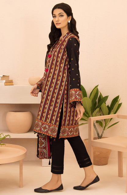Orient - Unstitched 3 Piece Printed Lawn Shirt , Dyed Textured Pant and Lawn Dupatta