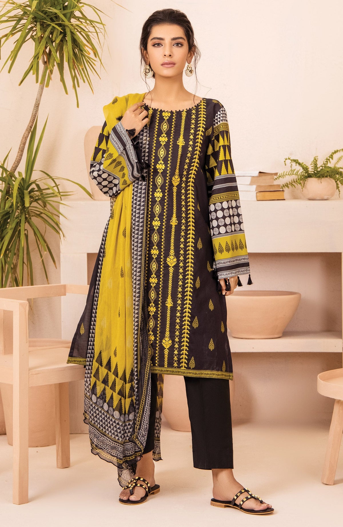 Orient - Unstitched 2 Piece Embroidered Lawn Shirt and Chiffon Dupatta
