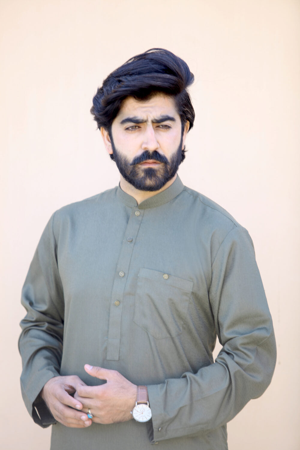 Bareeq Outfits - Seaweed Green Kurta