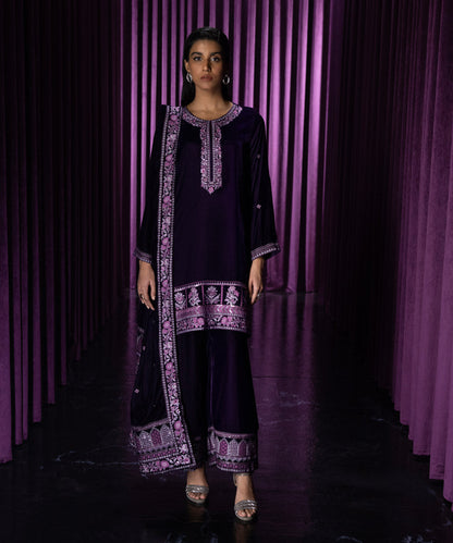 Sapphire - 2 Piece - Embroidered Velvet Suit