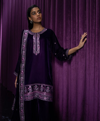 Sapphire - 2 Piece - Embroidered Velvet Suit