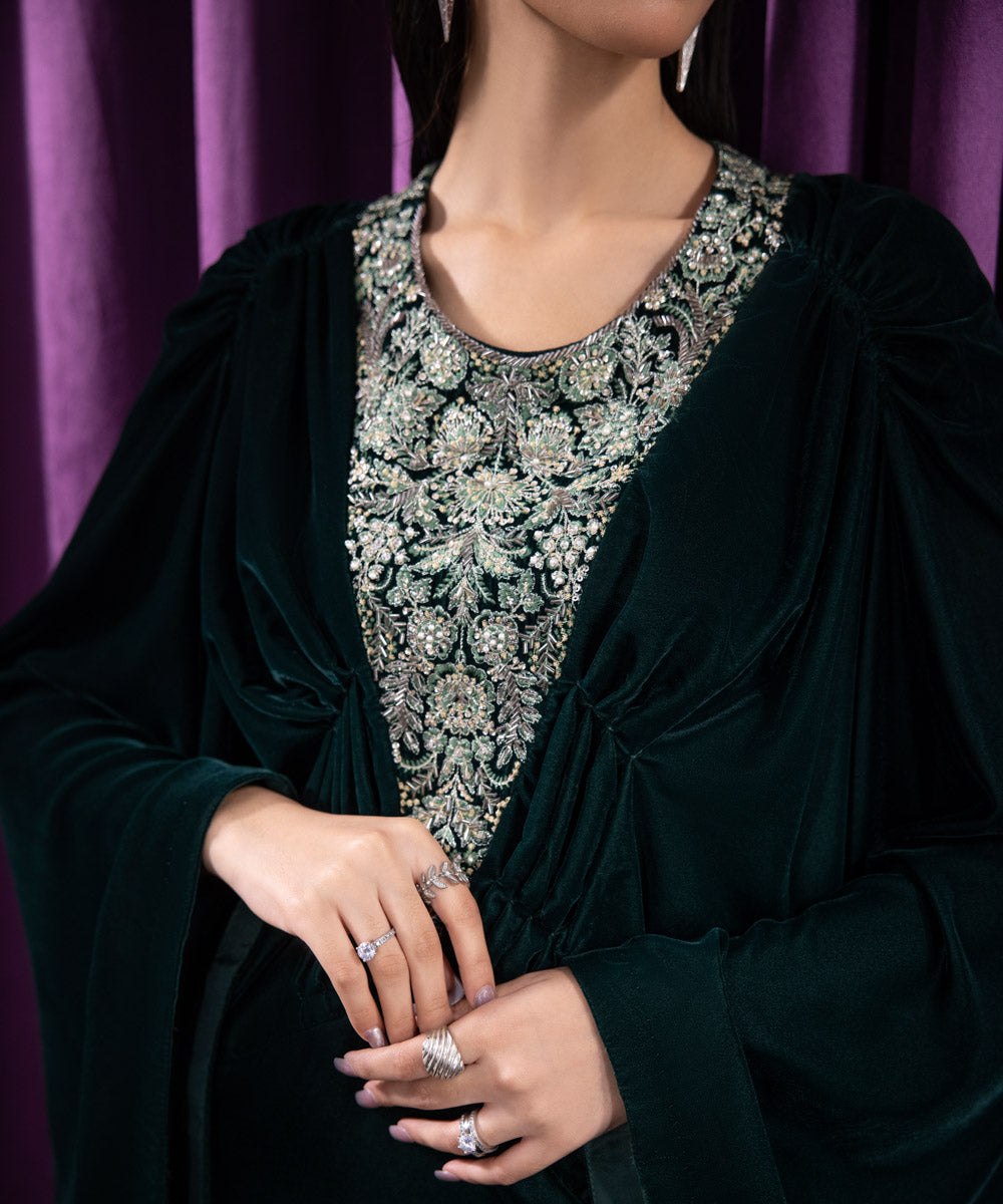 Sapphire - Embroidered Velvet Kaftan