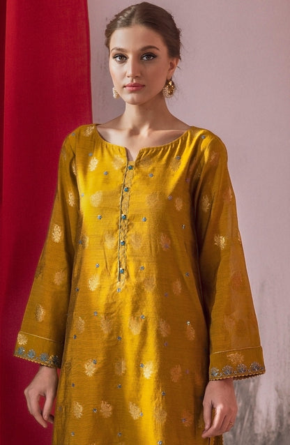 Orient - Stitched 2 Piece Embroidered Jacquard Shirt and Raw Silk Pant