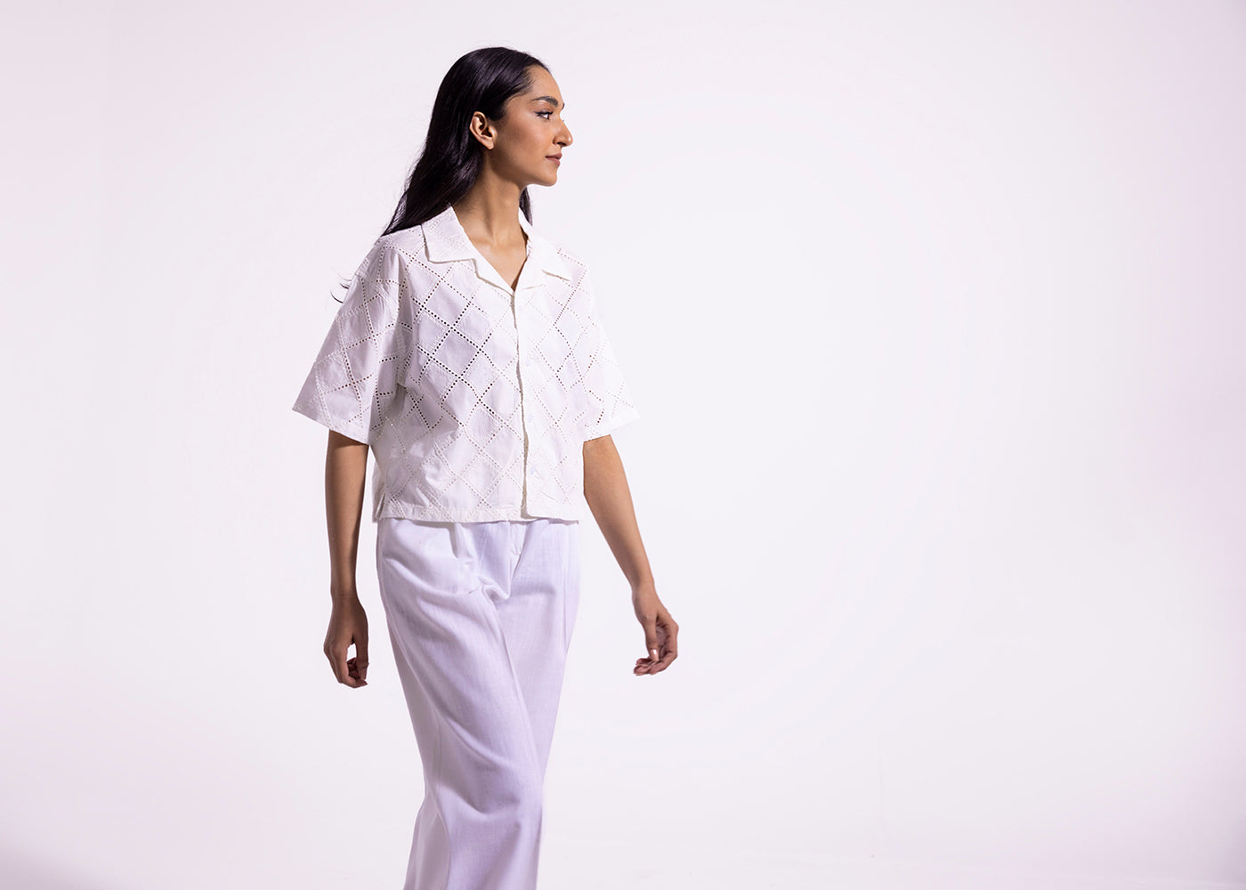 Ethnic - SCHIFFLI EMBROIDERED SHIRT (E0813/108/001)