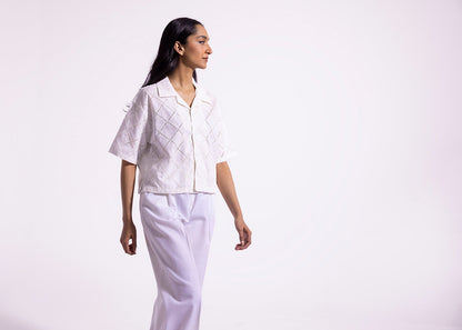 Ethnic - SCHIFFLI EMBROIDERED SHIRT (E0813/108/001)