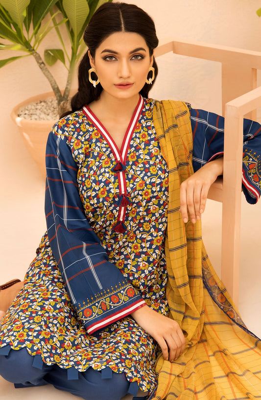 Orient - Unstitched 3 Piece Printed Lawn Shirt , Cambric Pant and Chiffon Dupatta