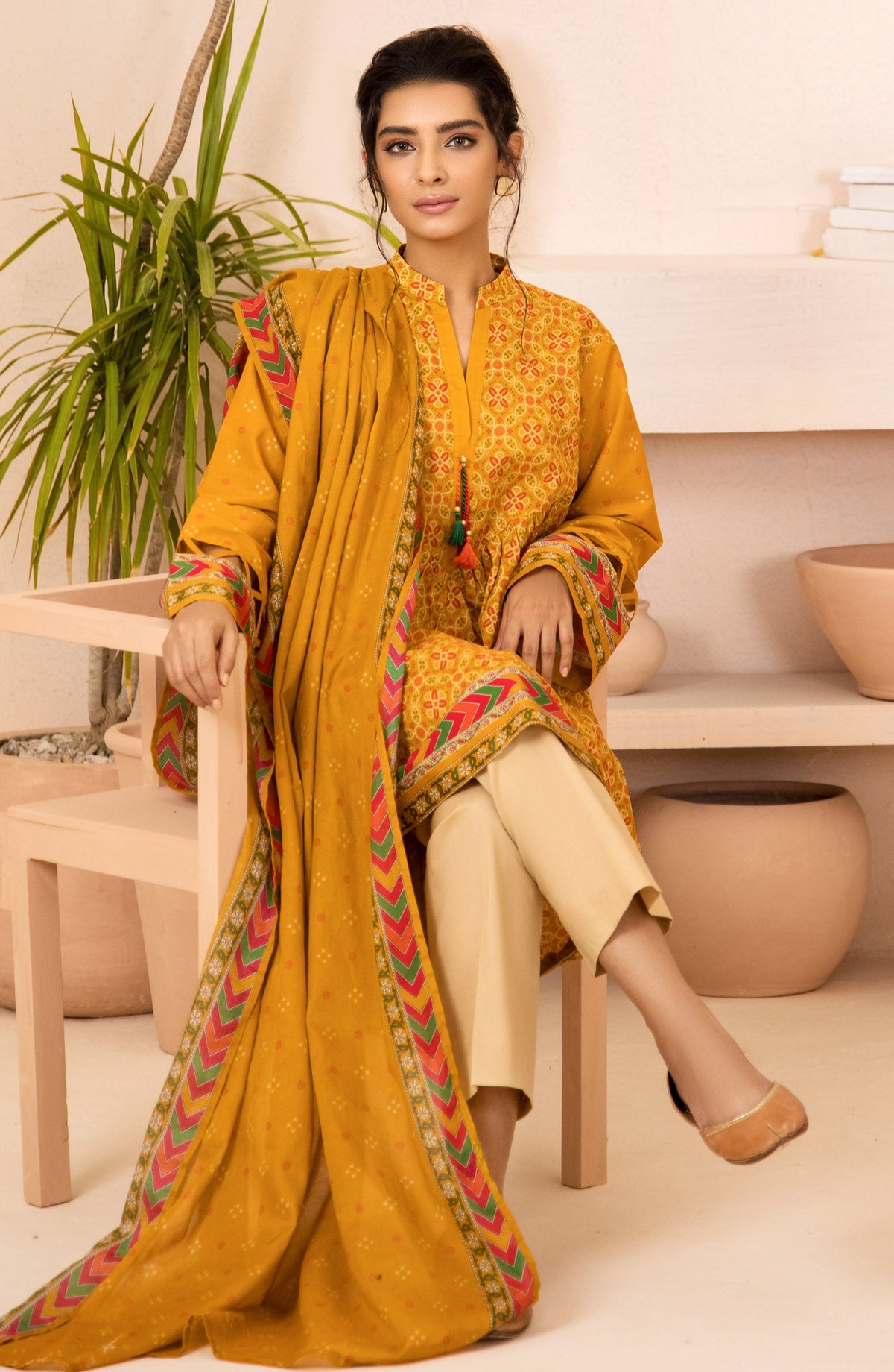 Orient - Unstitched 2 Piece Print Cambric Shirt and Lawn Dupatta