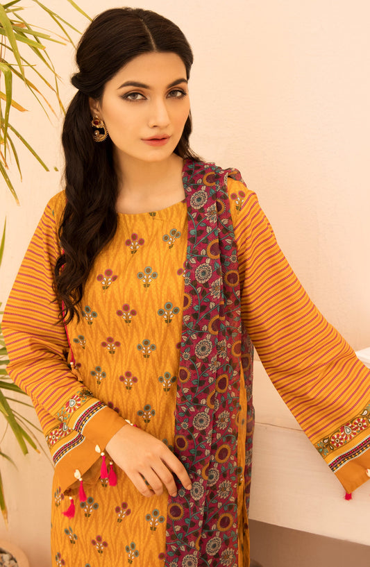 Orient - Unstitched 3 Piece Printed Lawn Shirt , Cambric Pant and Chiffon Dupatta