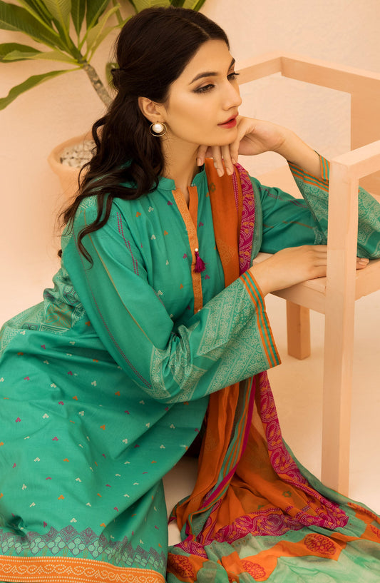 Orient - Unstitched 3 Piece Printed Lawn Shirt , Cambric Pant and Chiffon Dupatta