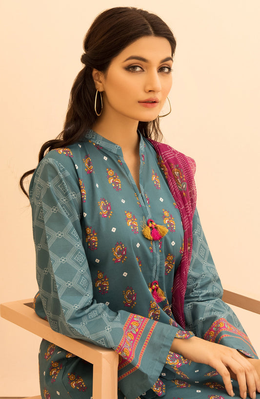 Orient - Unstitched 3 Piece Printed Lawn Shirt , Cambric Pant and Chiffon Dupatta