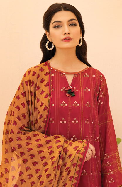 Orient - Unstitched 3 Piece Printed Lawn Shirt , Cambric Pant and Chiffon Dupatta