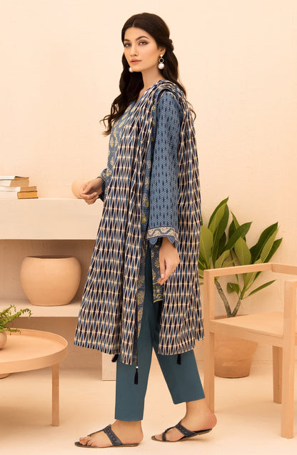 Orient - Unstitched 3 Piece Printed Lawn Shirt , Dyed Textured Pant and Lawn Dupatta