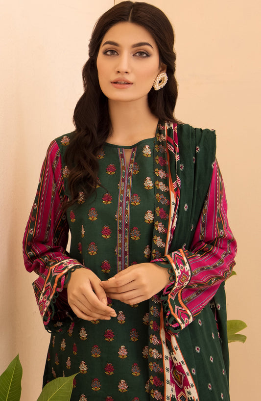 Orient - Unstitched 3 Piece Printed Lawn Shirt , Dyed Textured Pant and Lawn Dupatta