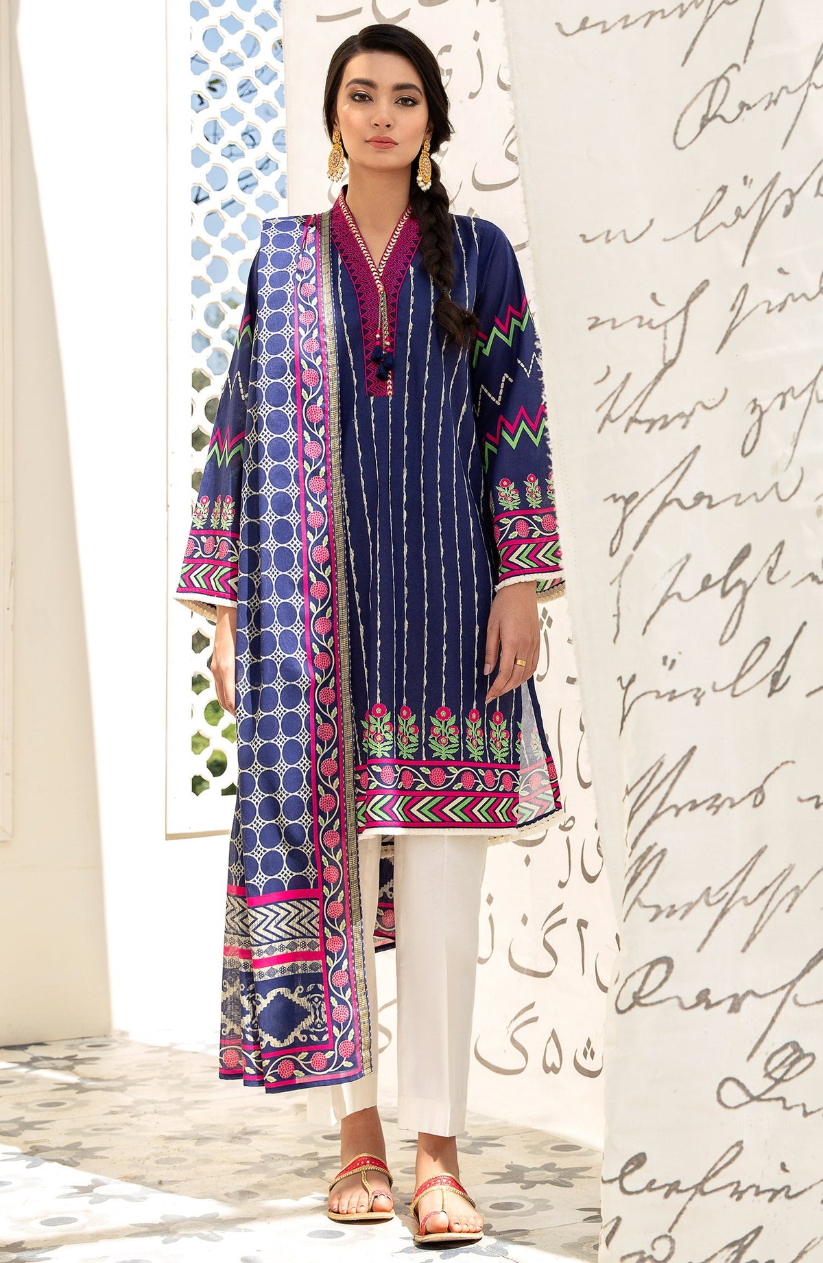 Orient - Unstitched 2 Piece Embroidered Lawn Shirt Dupatta