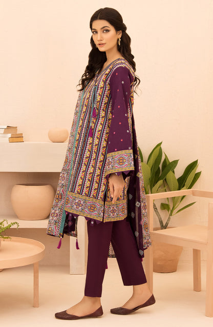 Orient - Unstitched 3 Piece Printed Lawn Shirt , Dyed Textured Pant and Lawn Dupatta