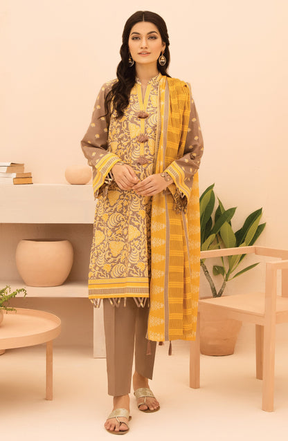 Orient - Unstitched 3 Piece Printed  Lawn Shirt , Dyed Textured Pant and Lawn Dupatta