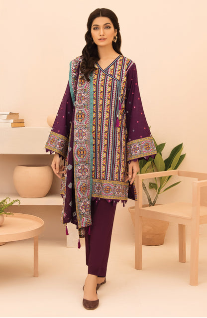 Orient - Unstitched 3 Piece Printed Lawn Shirt , Dyed Textured Pant and Lawn Dupatta