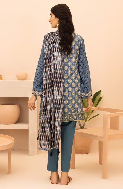 Orient - Unstitched 3 Piece Printed Lawn Shirt , Dyed Textured Pant and Lawn Dupatta